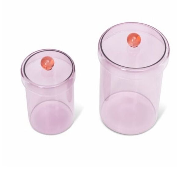 Core Kitchen 2-PC Glass Canister Set- Pink - Picture 3 of 8